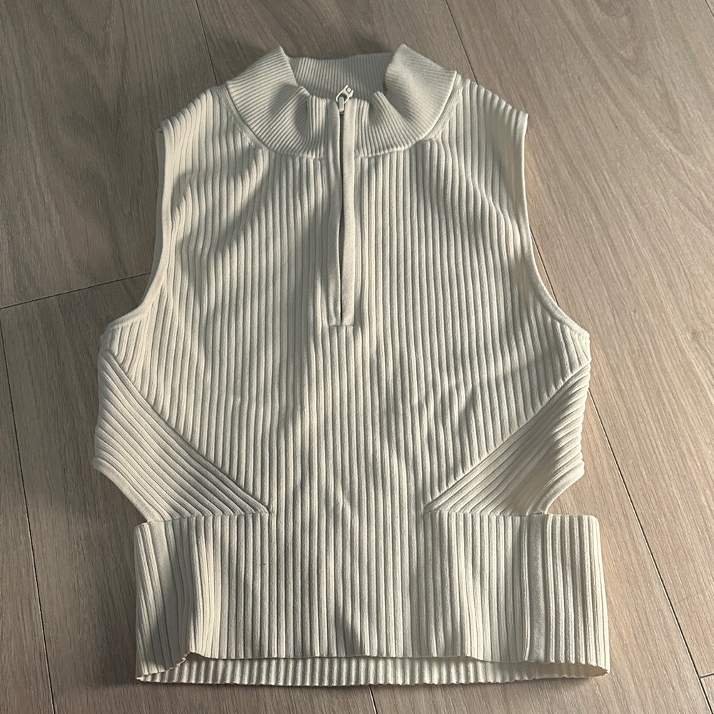 Lululemon Cream White Open Back Half-Zip Sweater